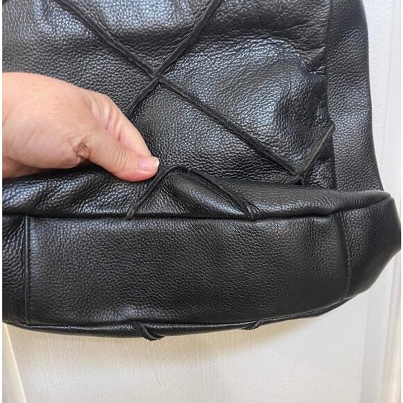 Nyla Noor black leather quilted shoulder purse vintage - Picture 5 of 13